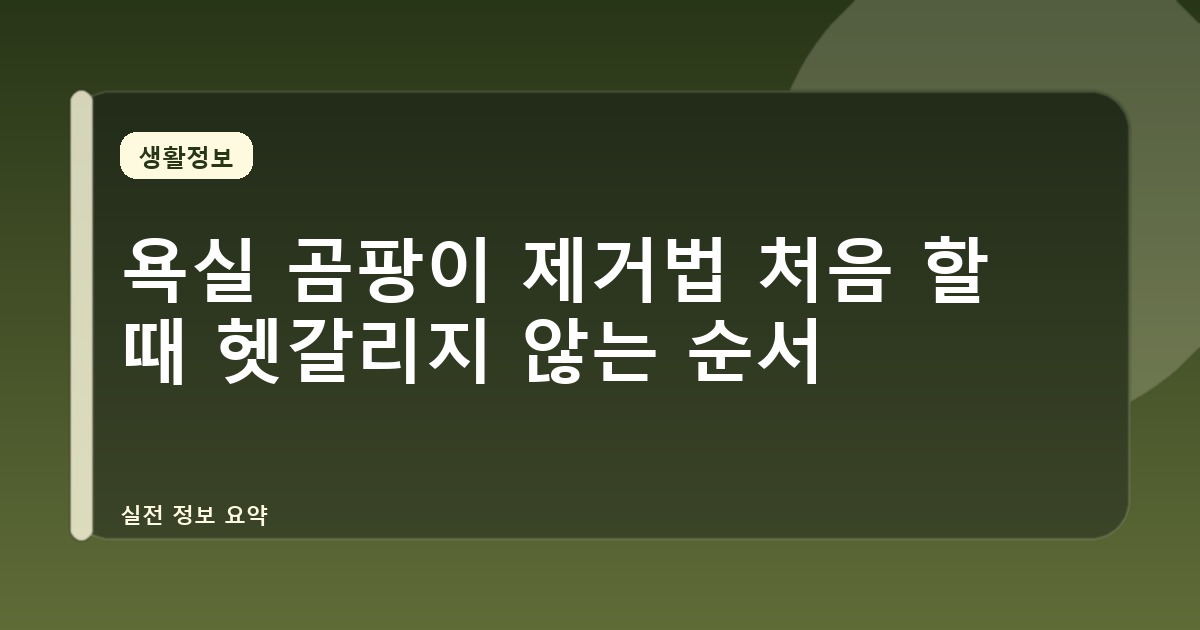 욕실 곰팡이 제거법 처음 할 때 헷갈리지 않는 순서