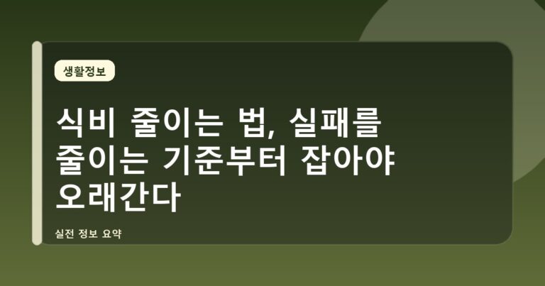 식비 줄이는 법, 실패를 줄이는 기준부터 잡아야 오래간다