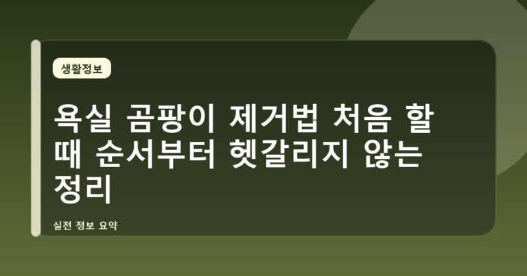욕실 곰팡이 제거법 처음 할 때 순서부터 헷갈리지 않는 정리