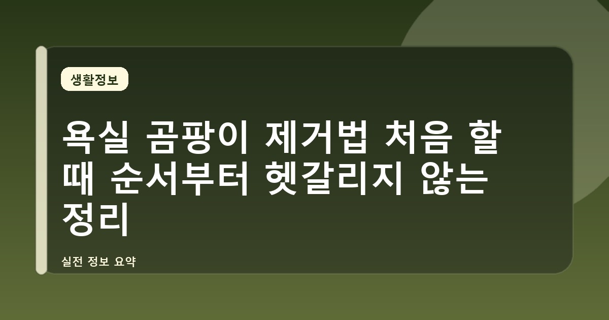 욕실 곰팡이 제거법 처음 할 때 순서부터 헷갈리지 않는 정리