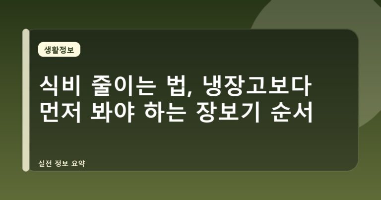 식비 줄이는 법, 냉장고보다 먼저 봐야 하는 장보기 순서